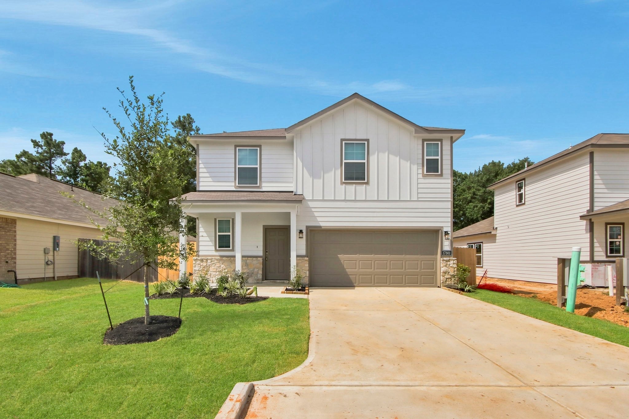 A house with a driveway.