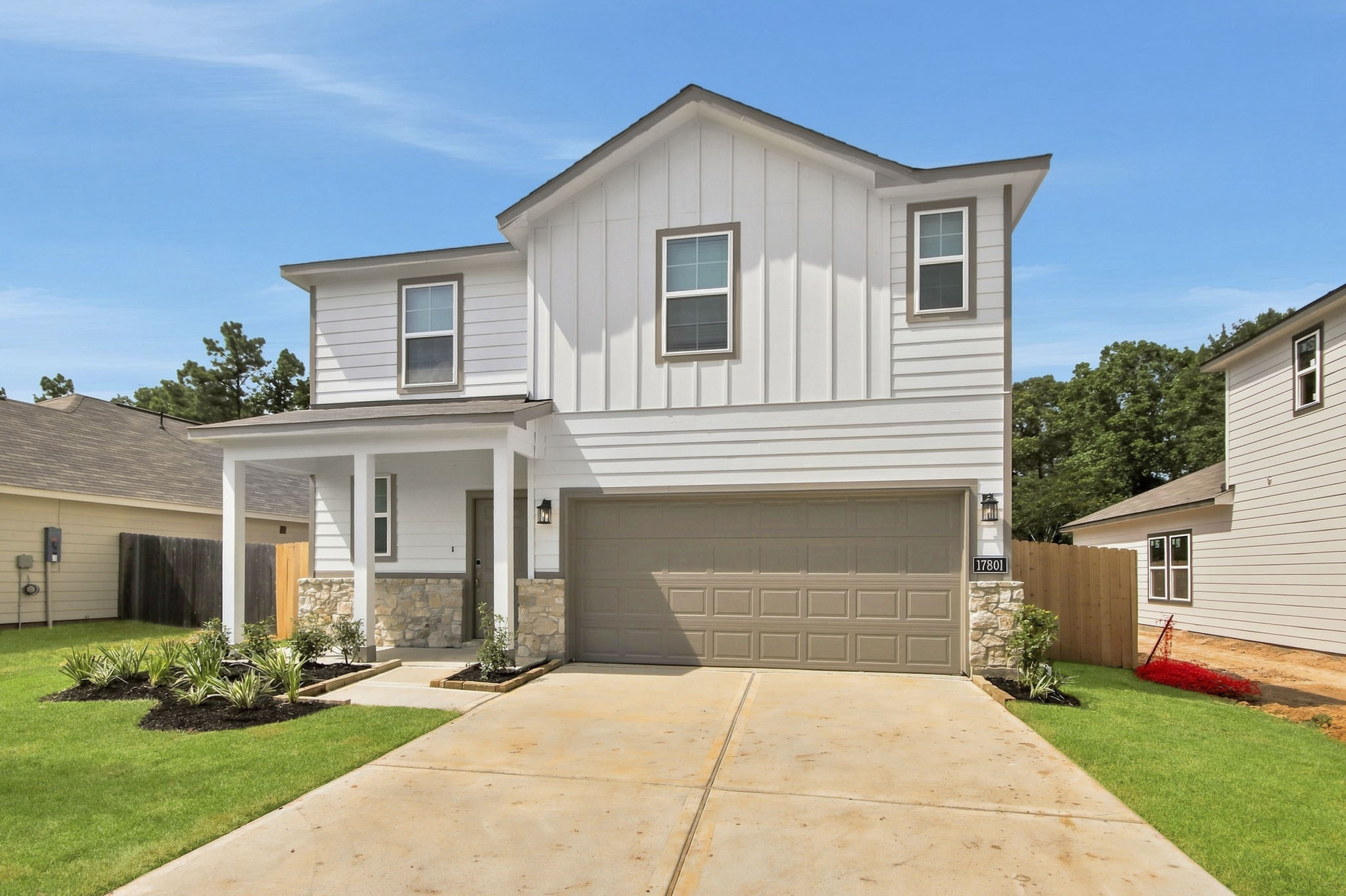A house with a garage.