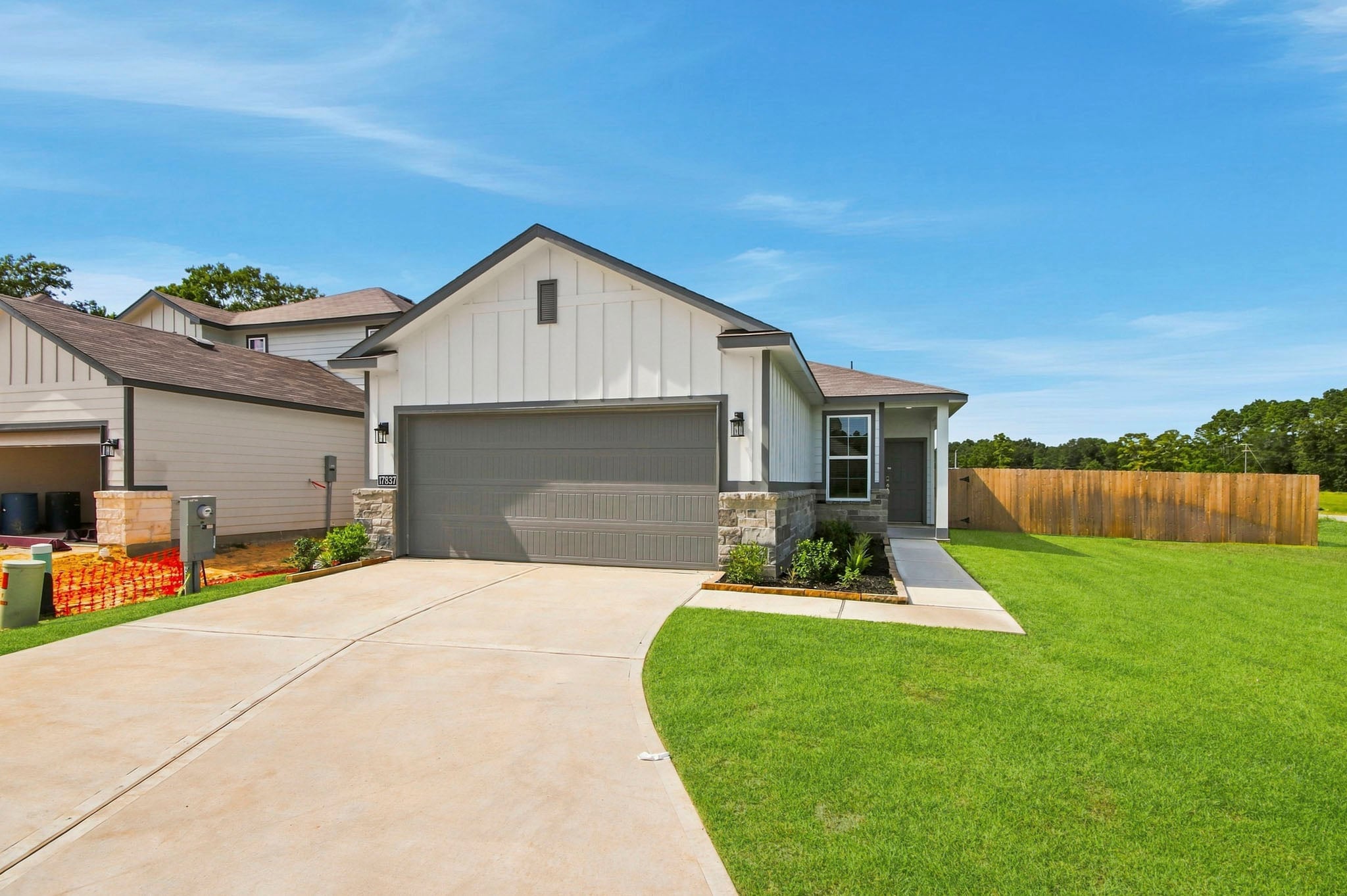 A house with a driveway.