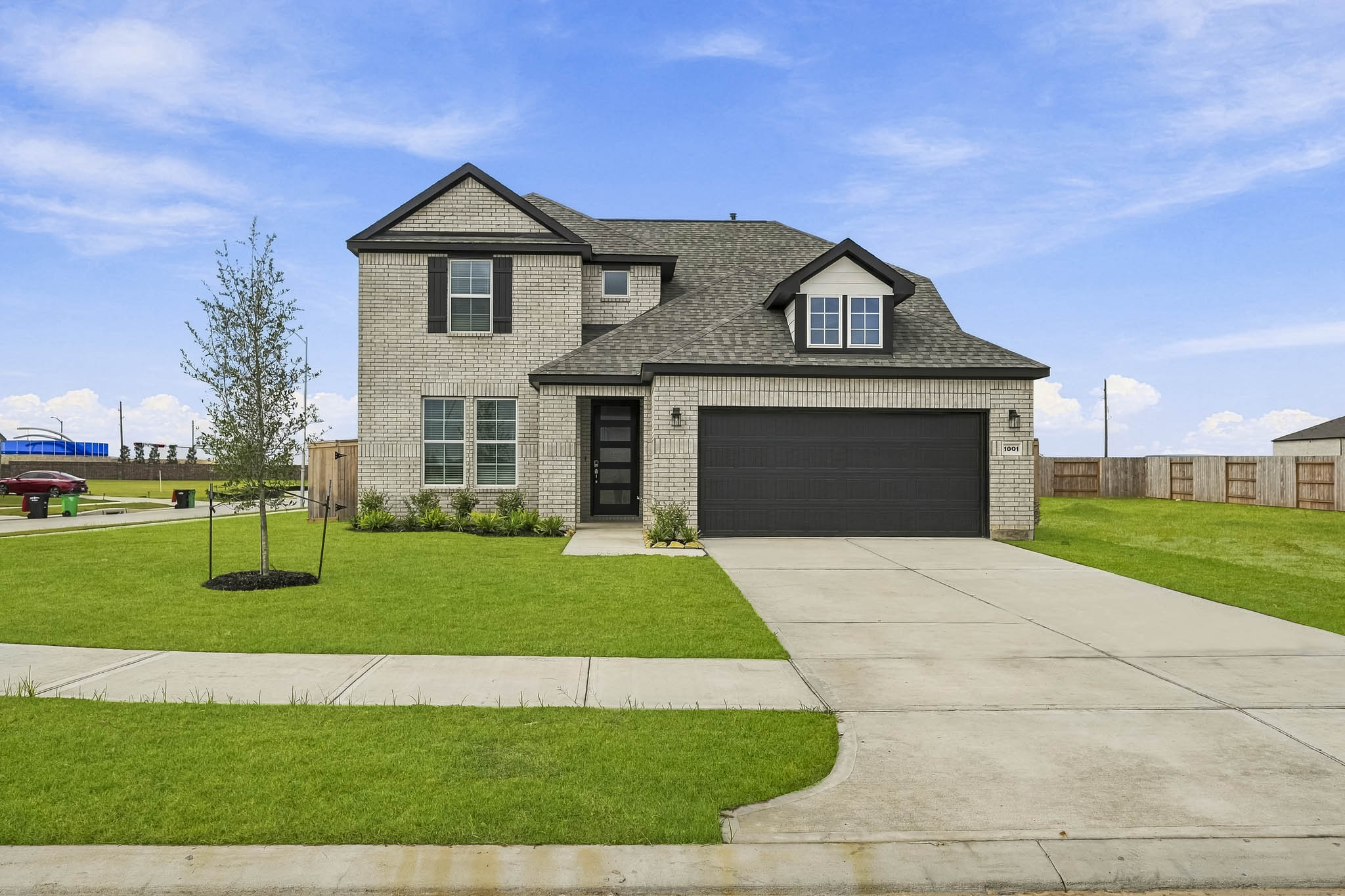 A house with a driveway.