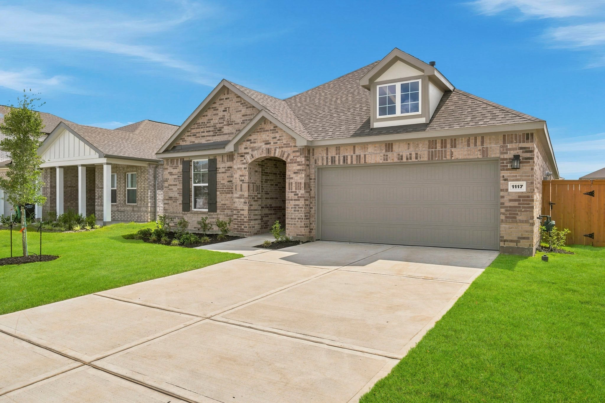 A house with a driveway.