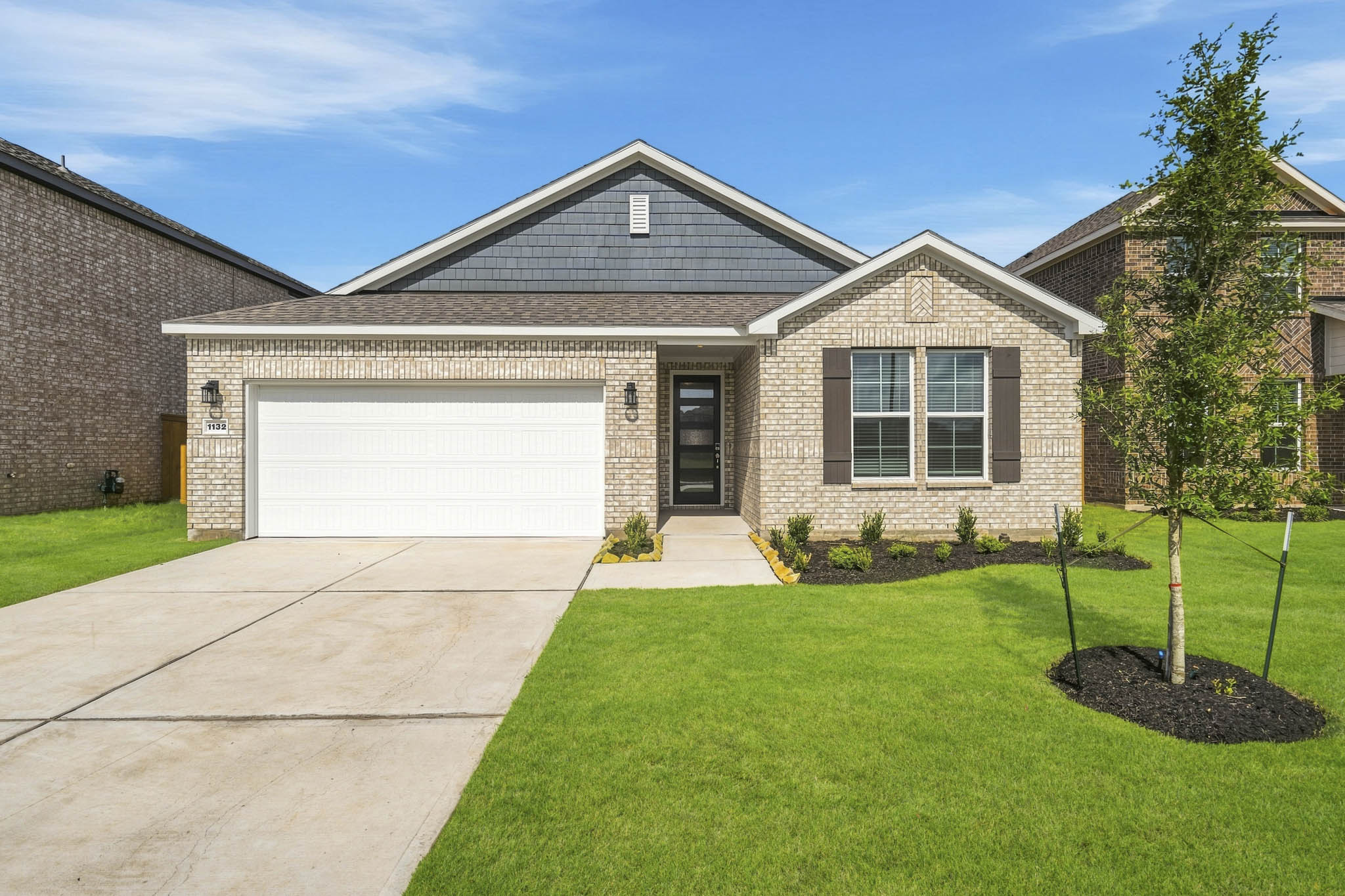 A house with a garage.