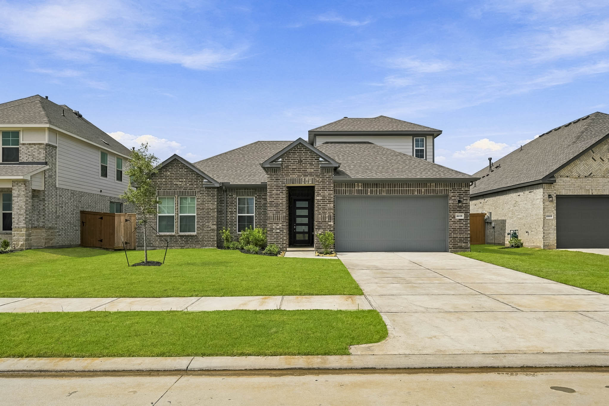 A house with a driveway.