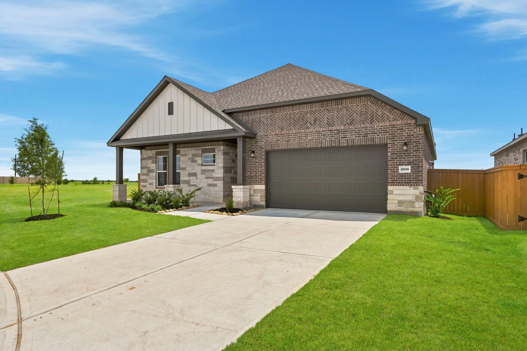 A house with a garage.