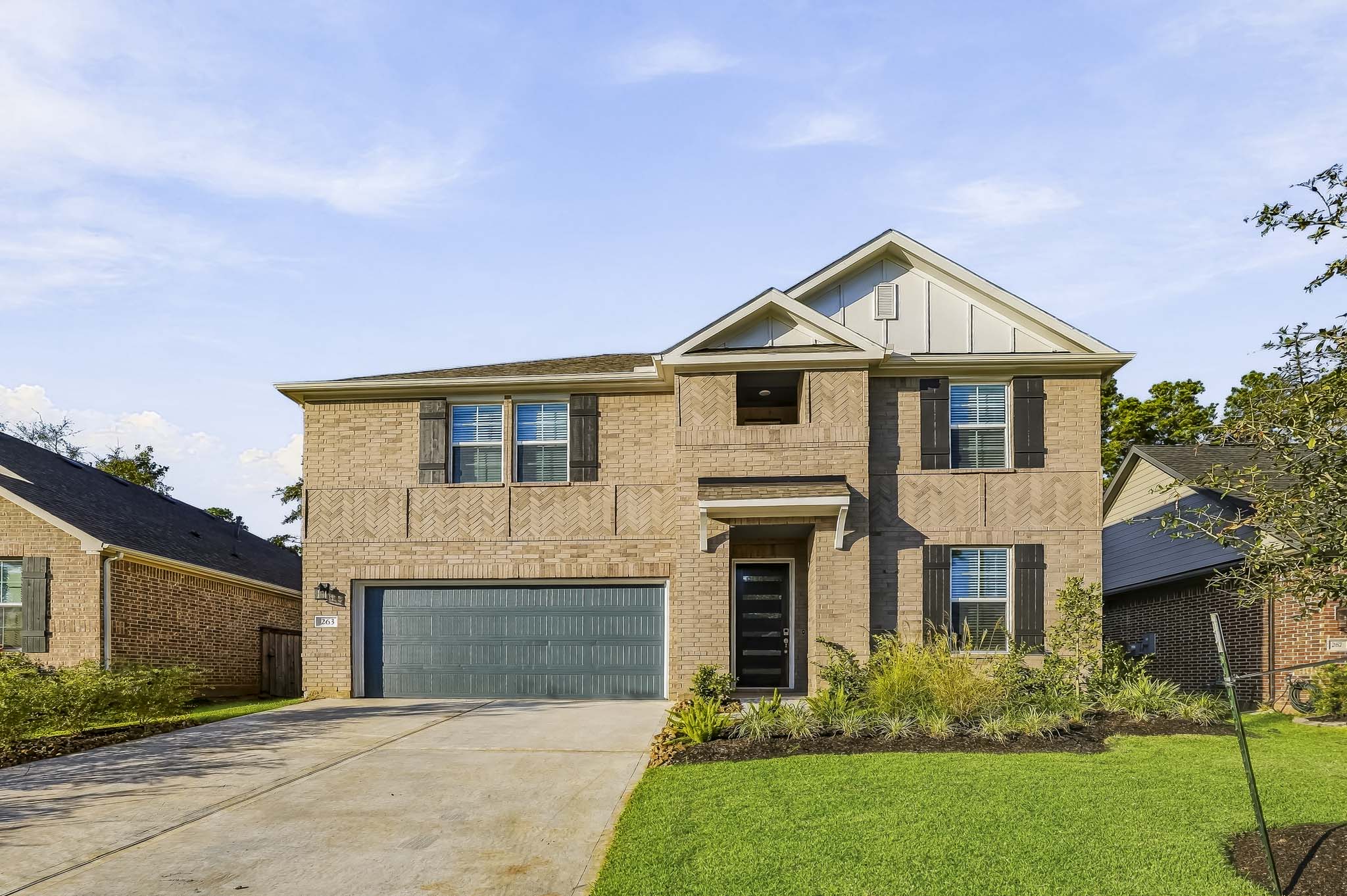 A house with a garage.