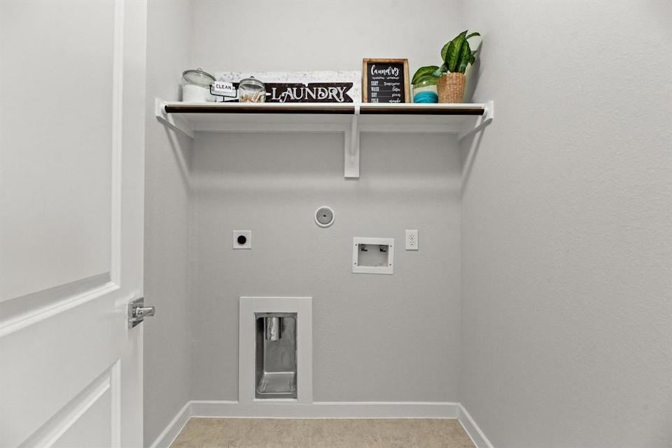 A shelf with a sign on it.