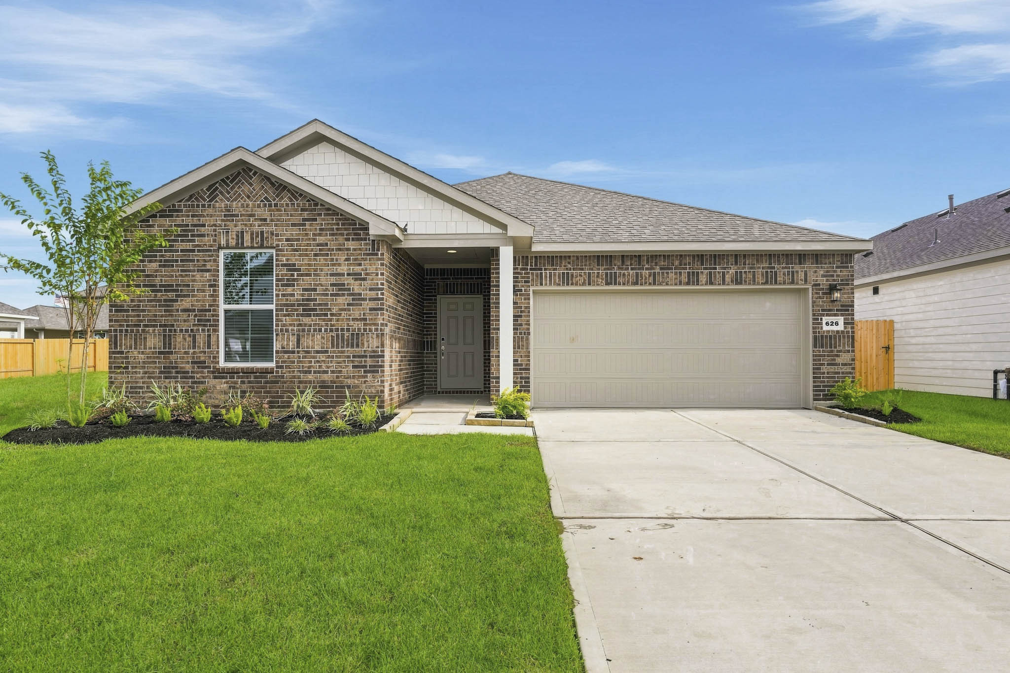 A house with a garage.