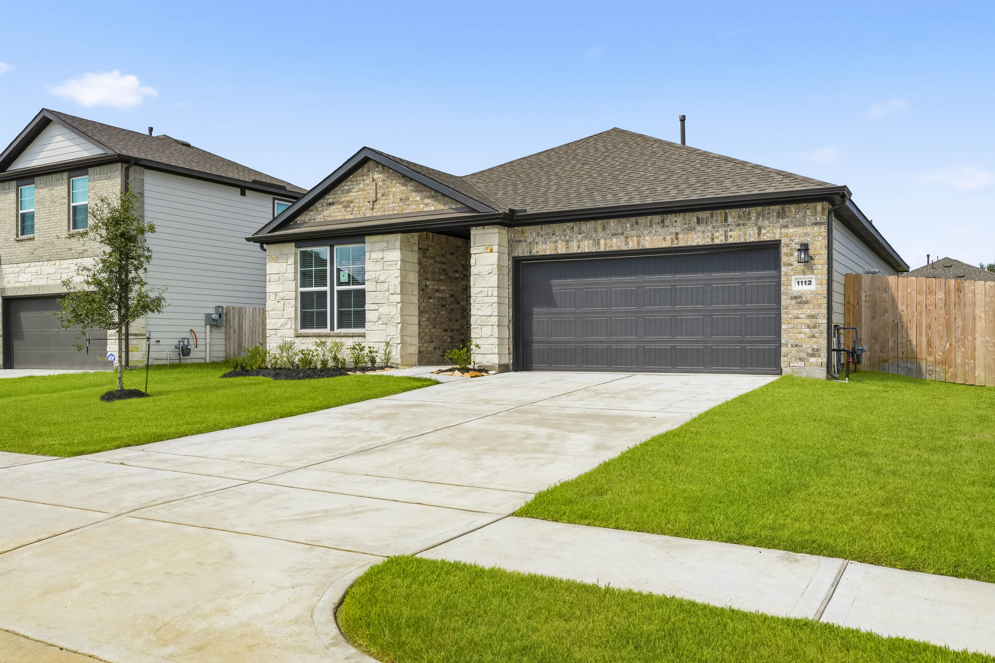 A house with a garage.
