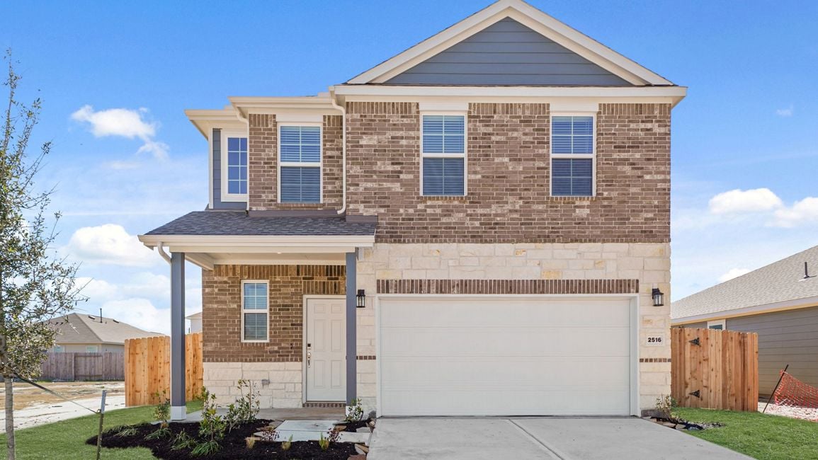 A house with a garage.