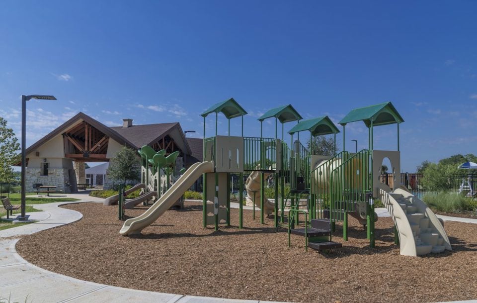 A playground with a slide.