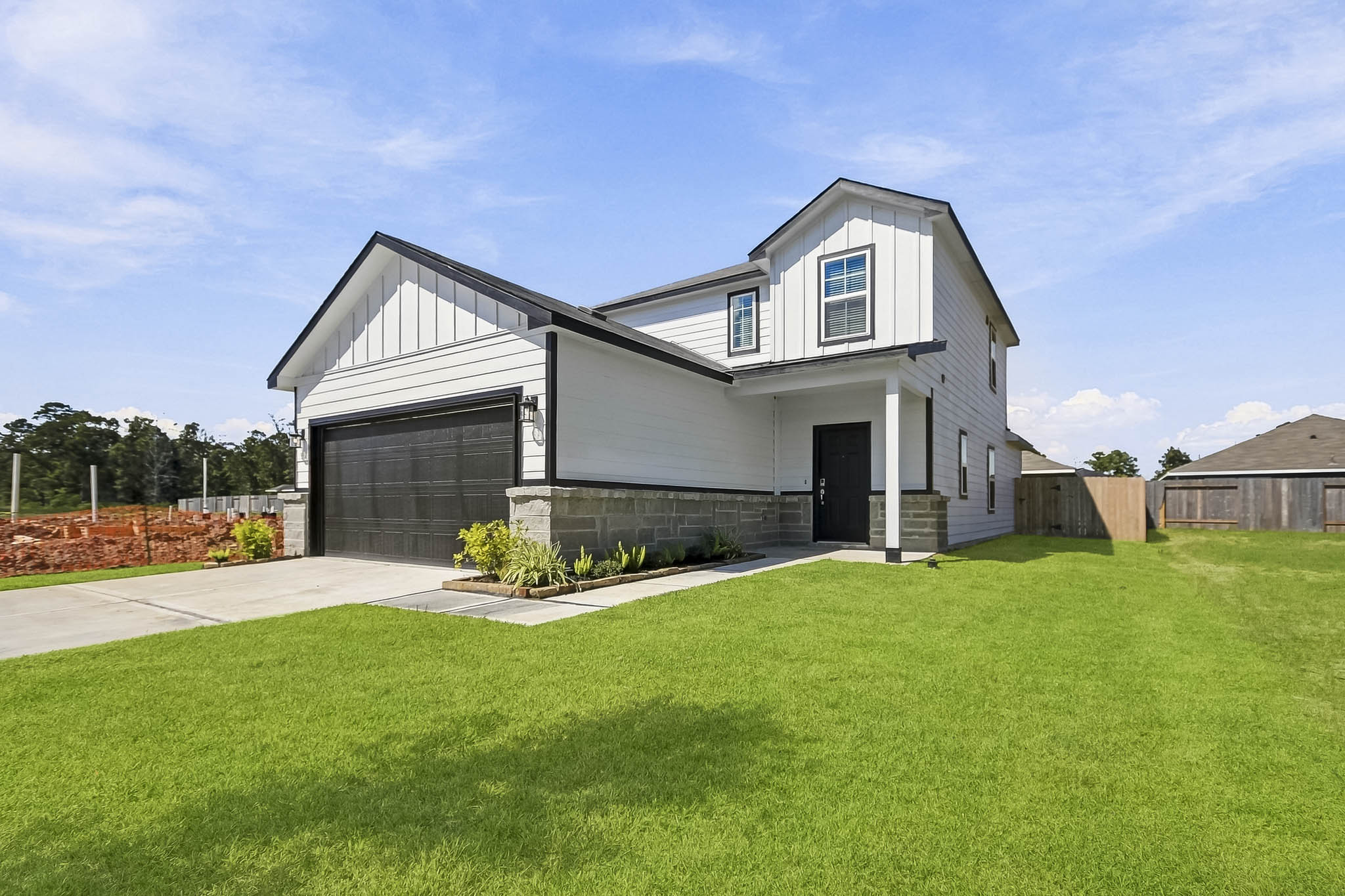 A house with a garage.