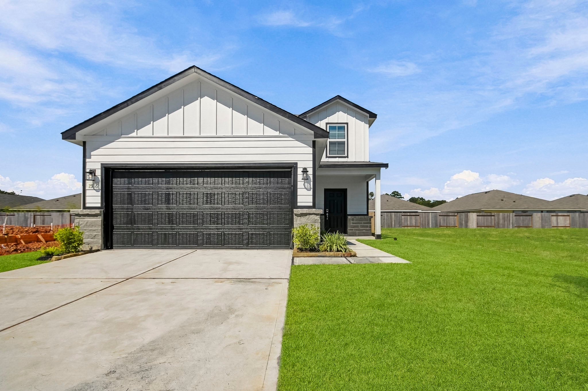 A house with a garage.