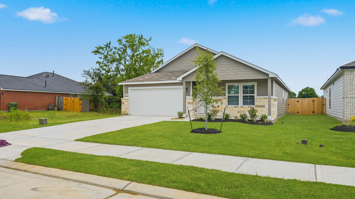 A house with a driveway.