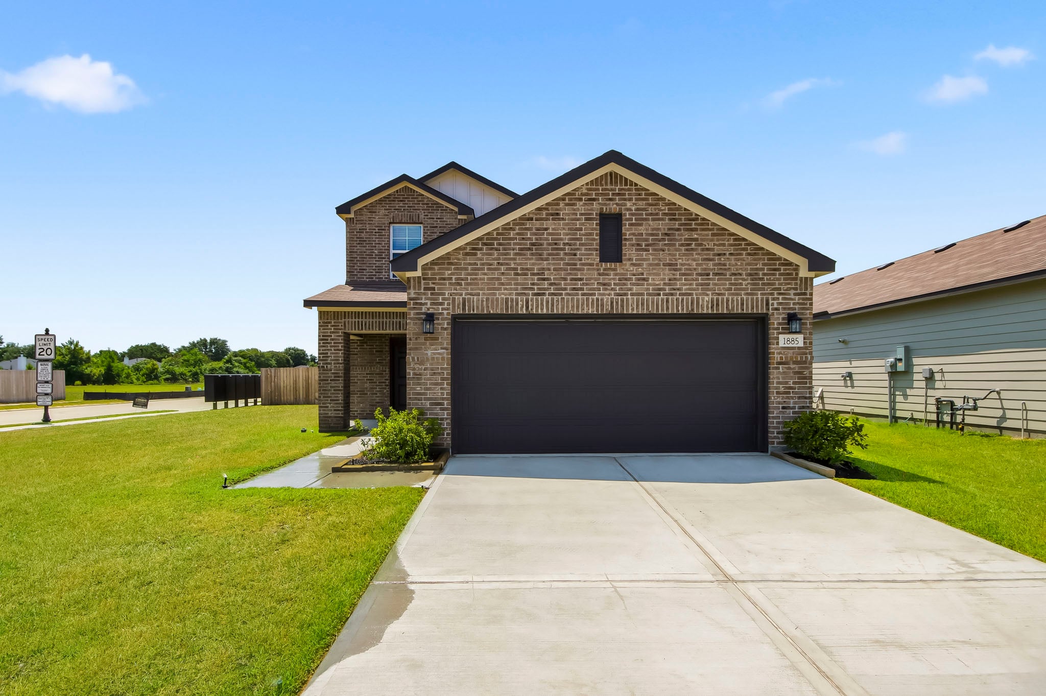 A building with a garage.