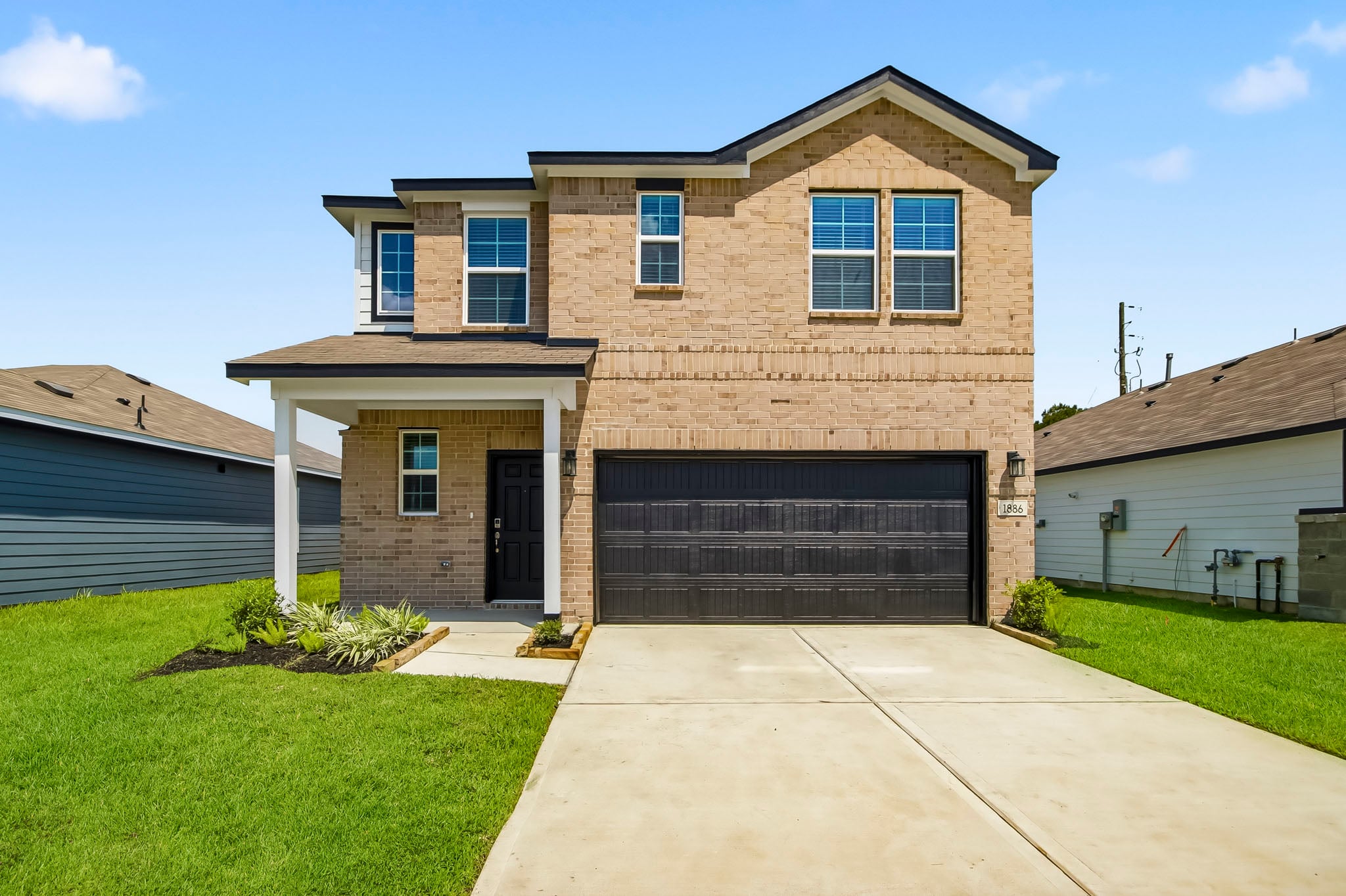 A house with a garage.