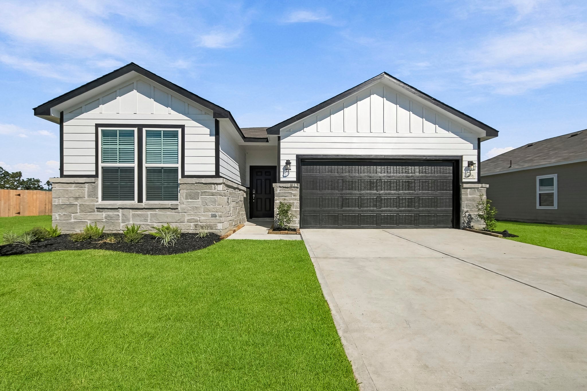 A house with a garage.