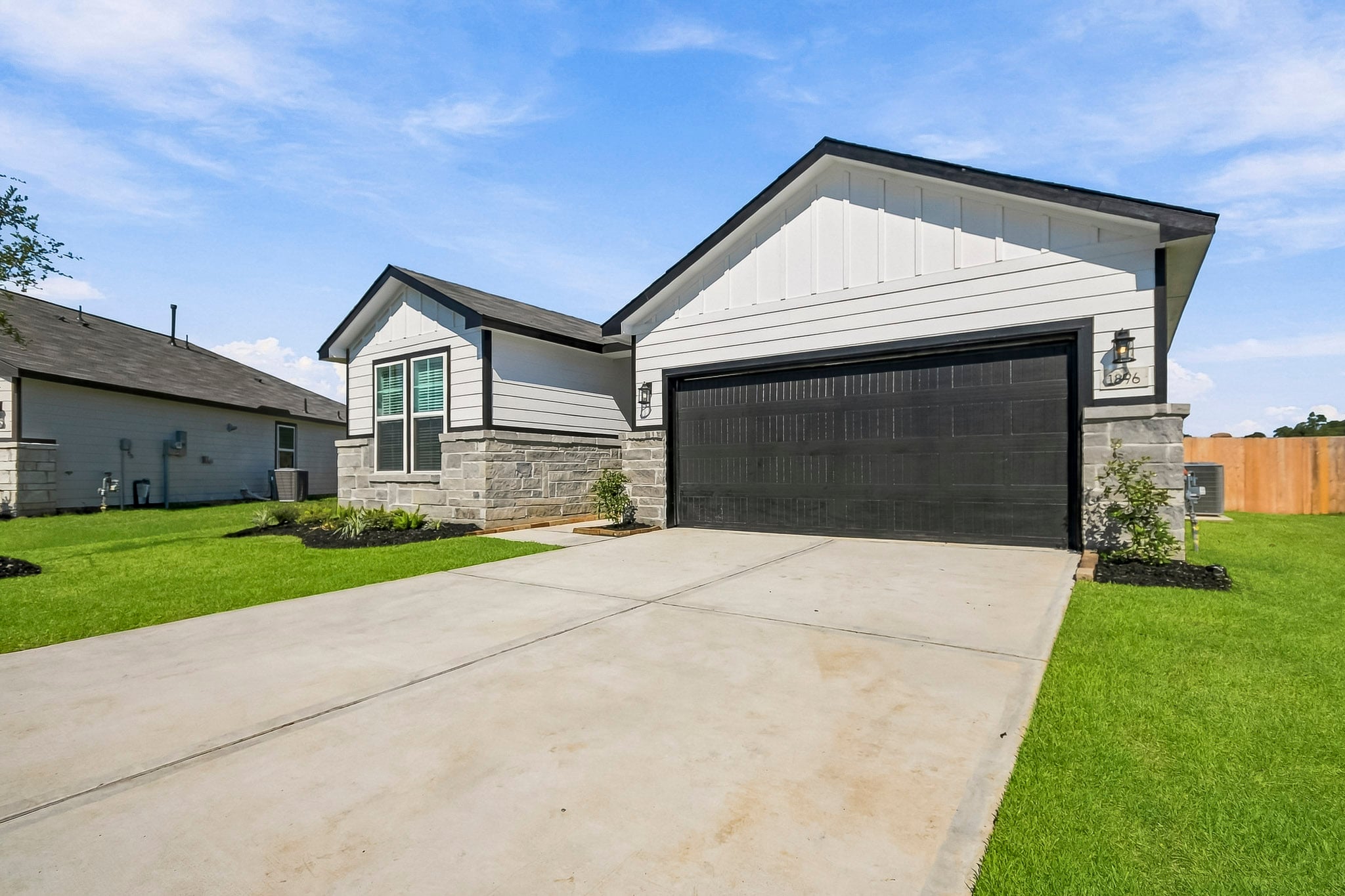 A house with a garage.