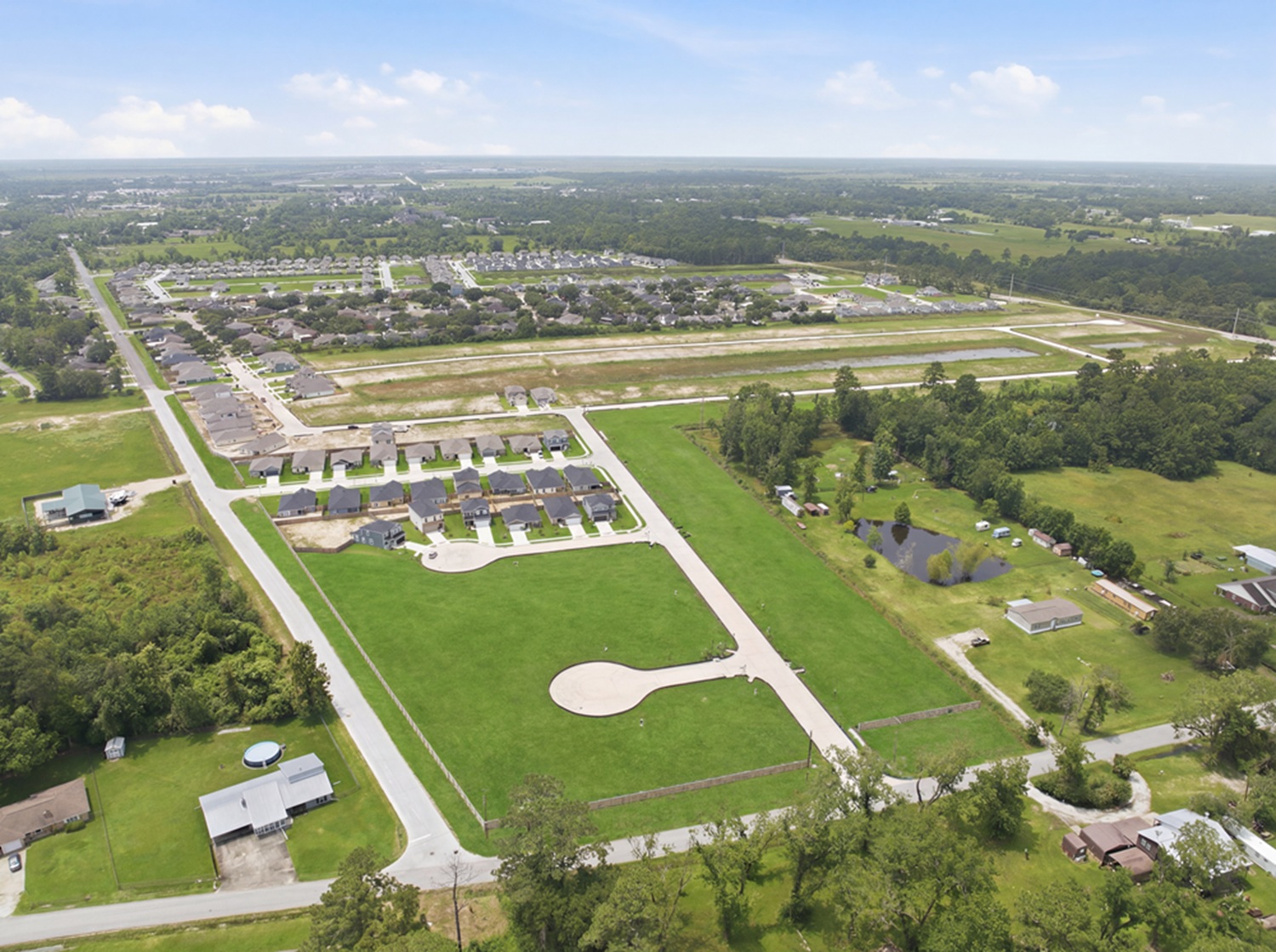 A bird's eye view of a small town.