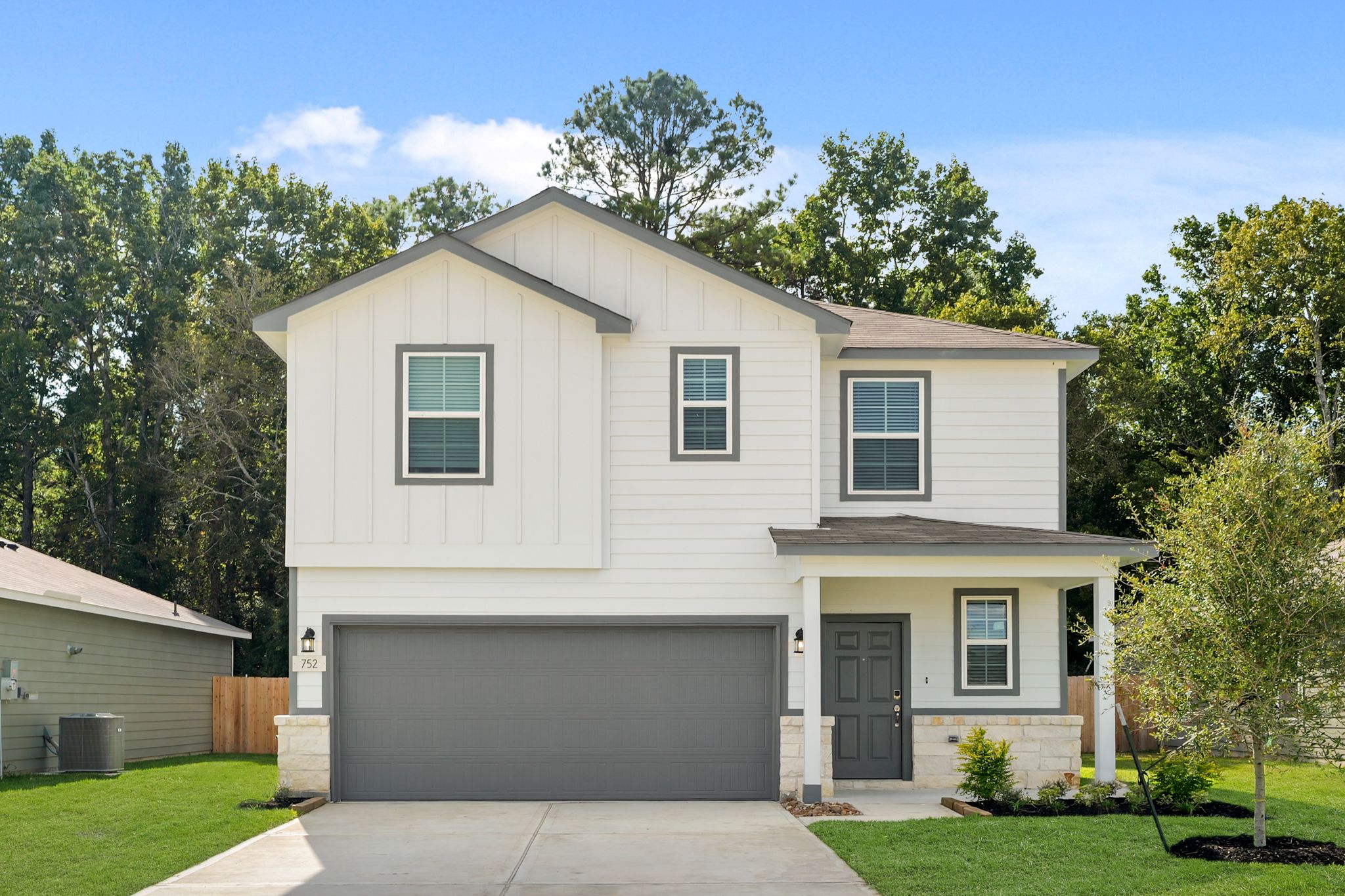 A house with a garage.