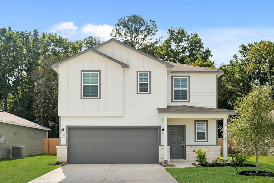 A house with a garage.
