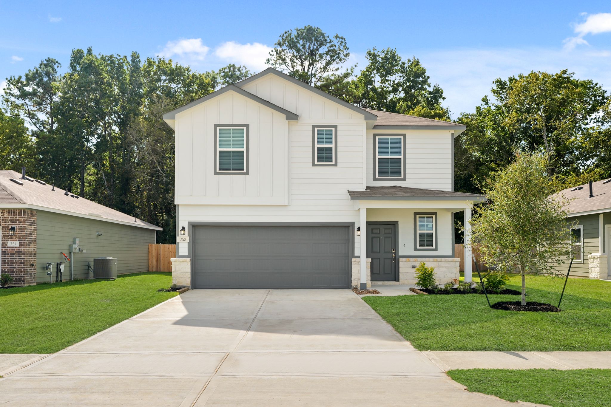 A house with a driveway.
