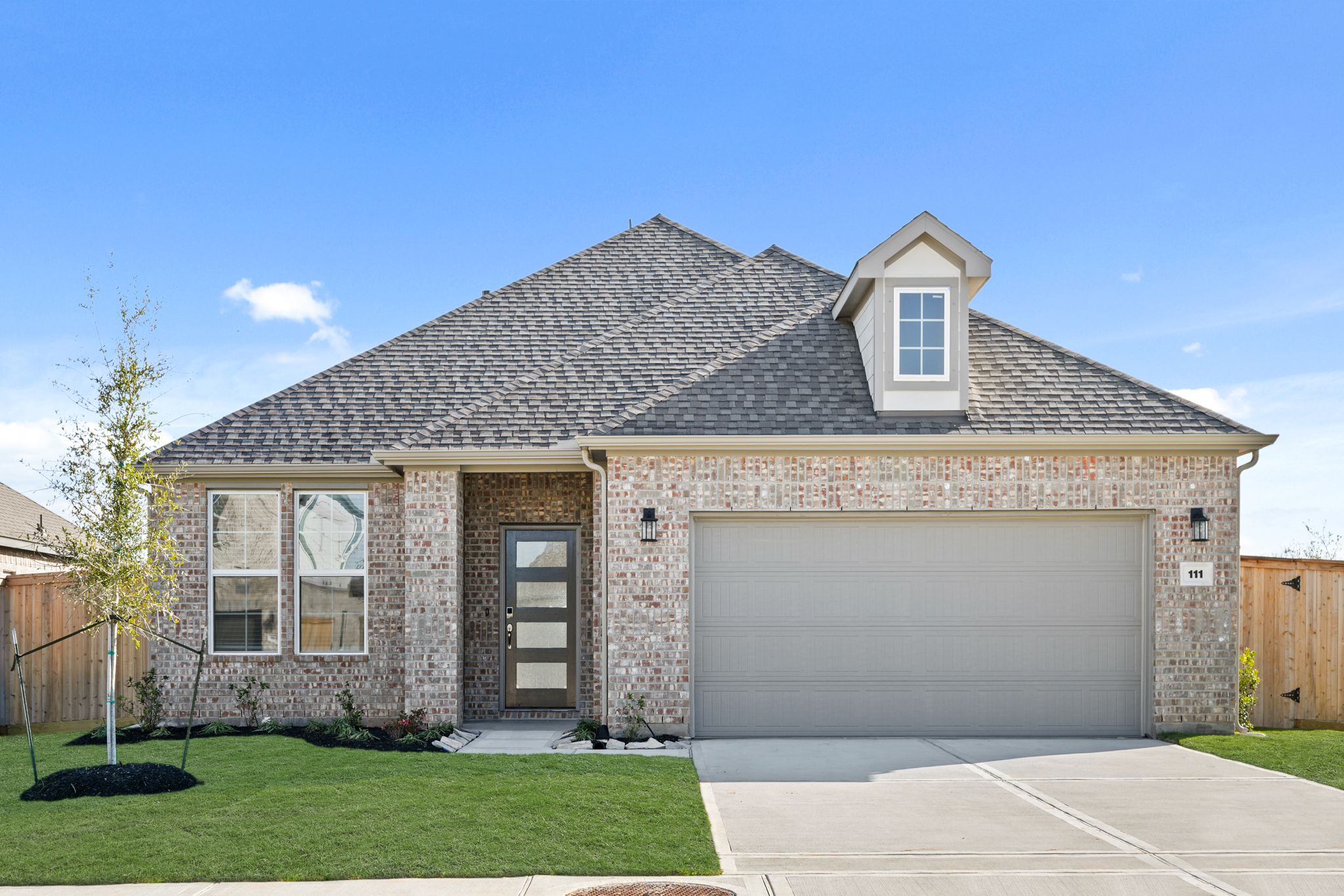 A house with a garage.