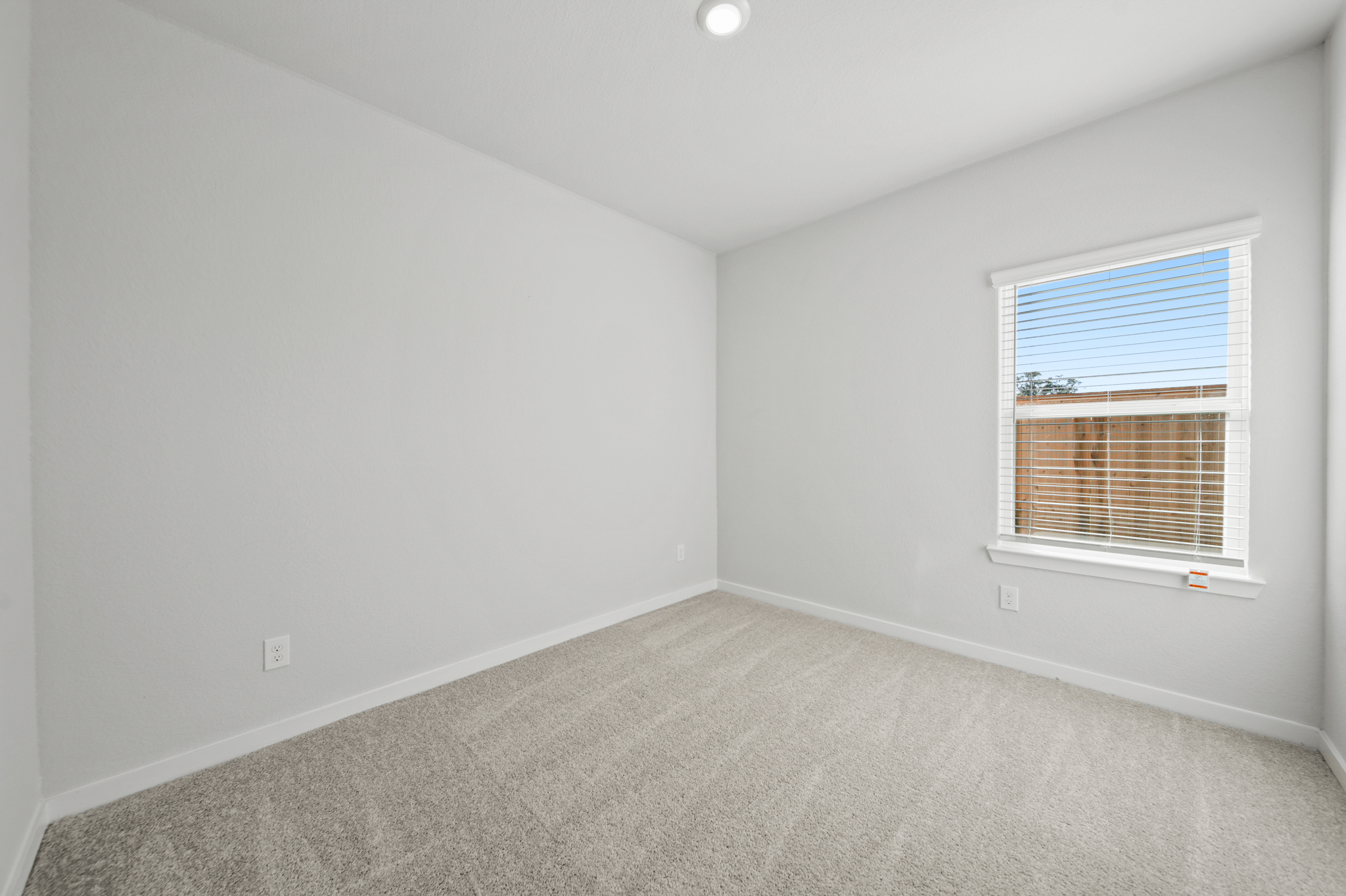 A room with a window and a carpet.