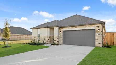 A building with a garage.