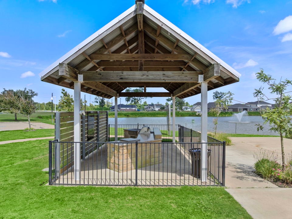 A gazebo in a park.
