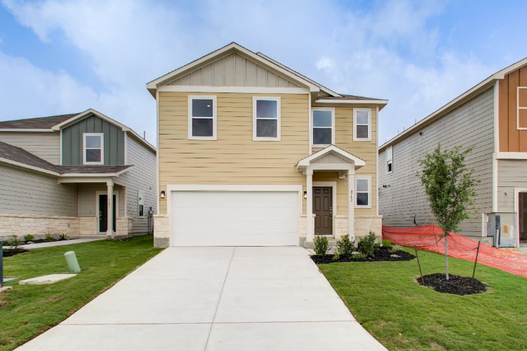 A house with a driveway.