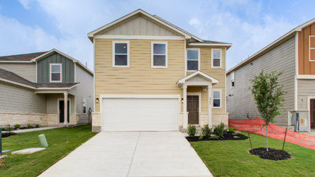 A house with a driveway.