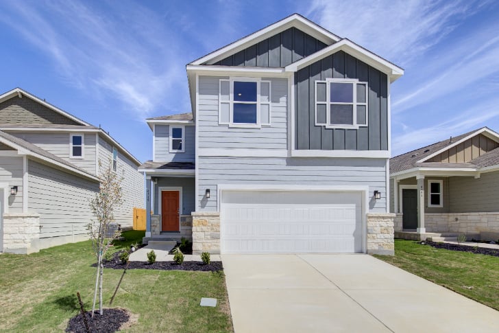 A house with a garage.