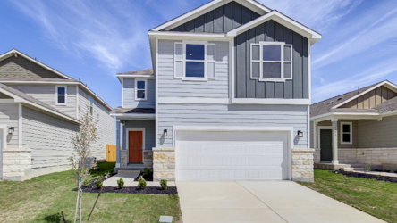 A house with a garage.