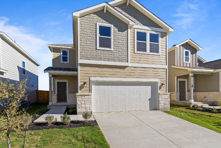 A house with a garage.