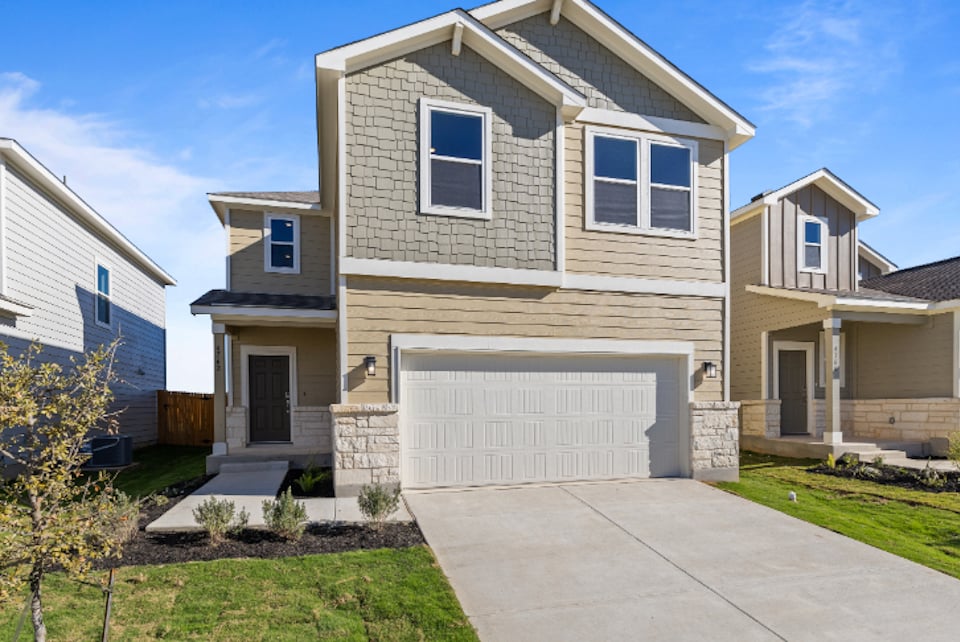 A house with a garage.