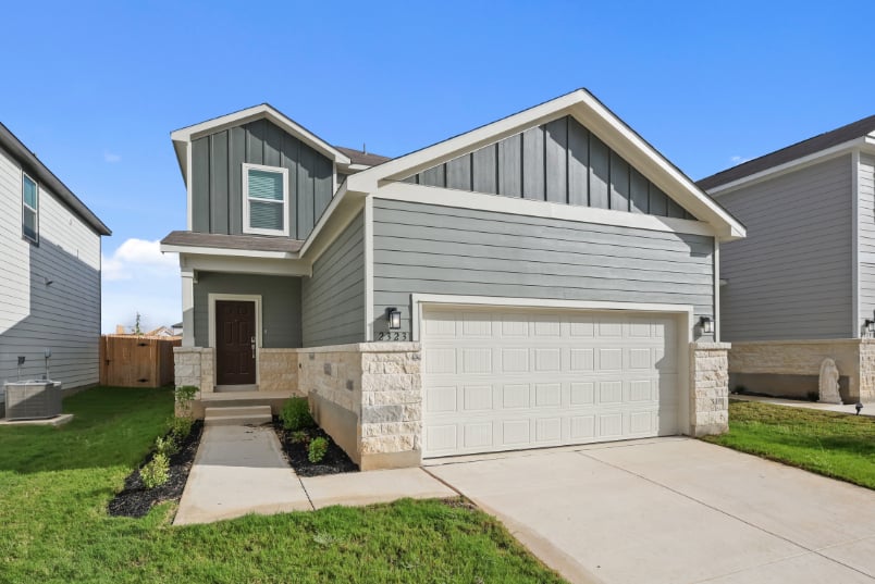 A house with a garage.