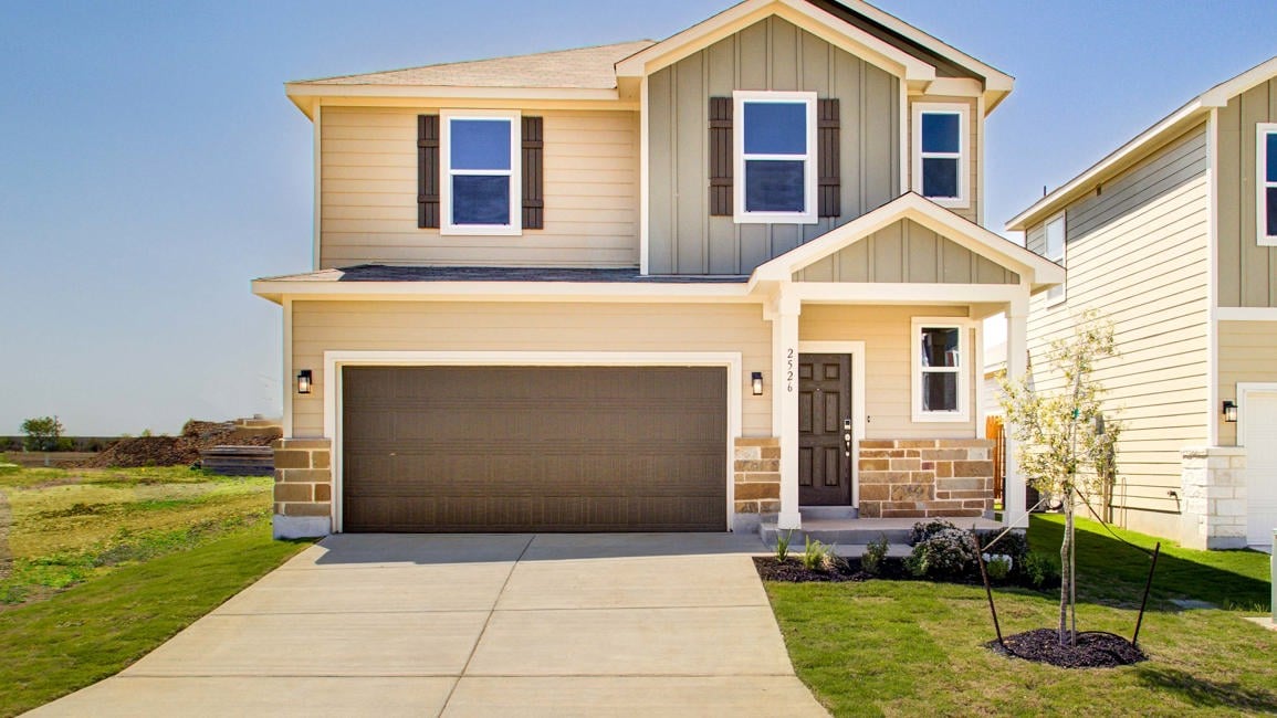 A house with a garage.