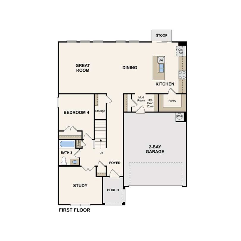 Angelina plan first floor at Bella Rosa in Cibolo, TX by Century Communities.