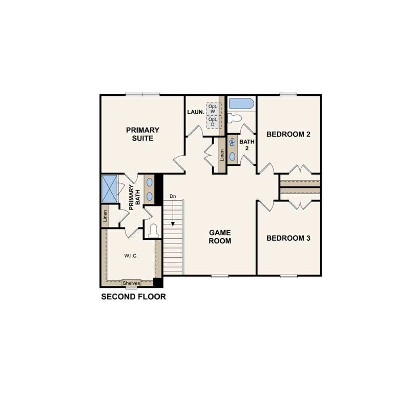Angelina plan second floor at Bella Rosa in Cibolo, TX by Century Communities.