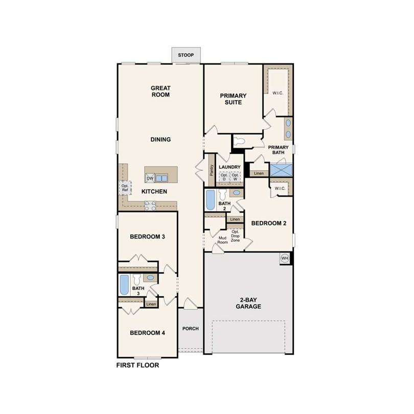 Brazos plan first floor at Bella Rosa in Cibolo, TX by Century Communities.