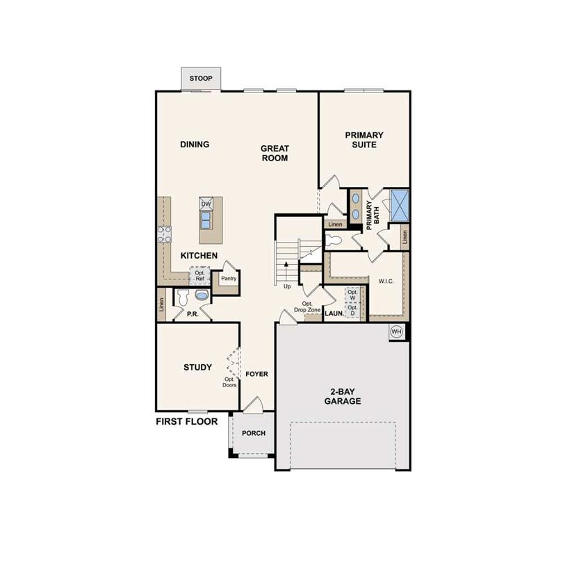 Sheldon plan first floor at Bella Rosa in Cibolo, TX by Century Communities.
