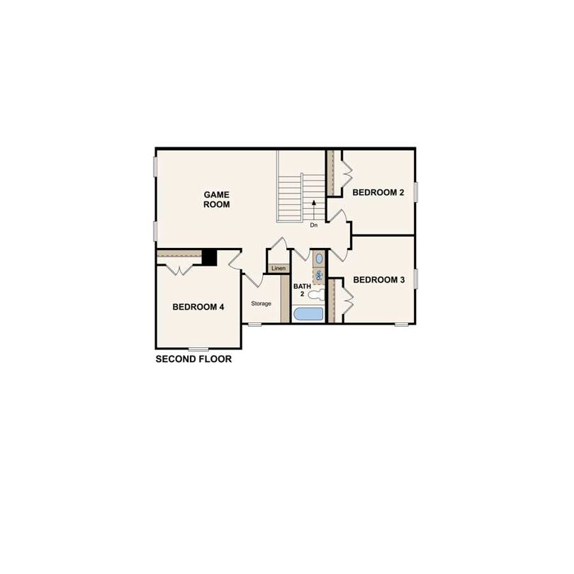 Sheldon plan second floor at Bella Rosa in Cibolo, TX by Century Communities.