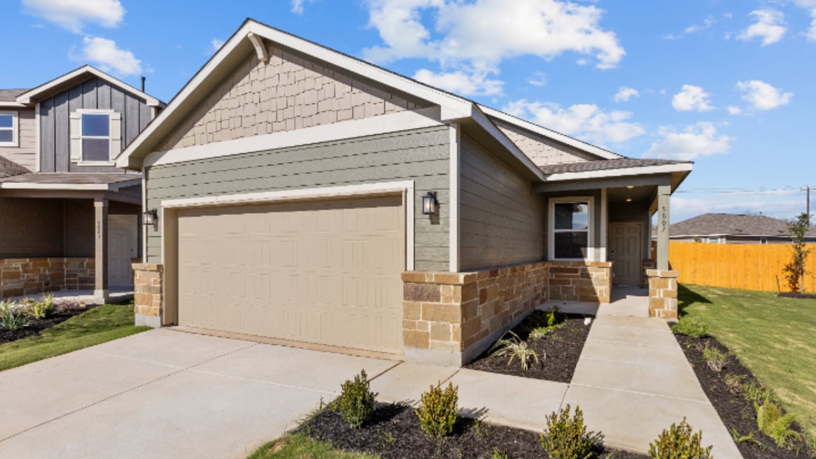 A house with a garage.