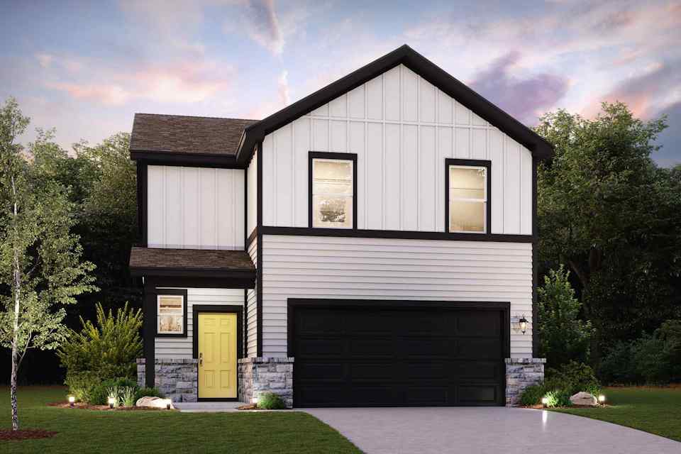A house with a garage.
