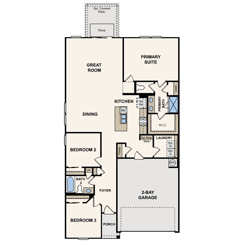 Bluebonnet plan first floor options at Boardwalk at Hunter's Way in St. Hedwig, TX by Century Communities