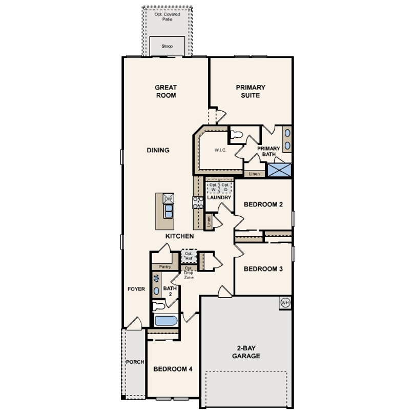 Lantana plan first floor at Boardwalk at Hunter's Way in St. Hedwig, TX by Century Communities