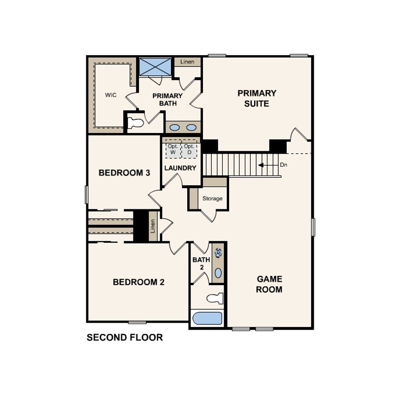 t Marigold plan second floor at Boardwalk at Hunter's Way in St. Hedwig, TX by Century Communities