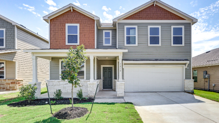 A house with a driveway.