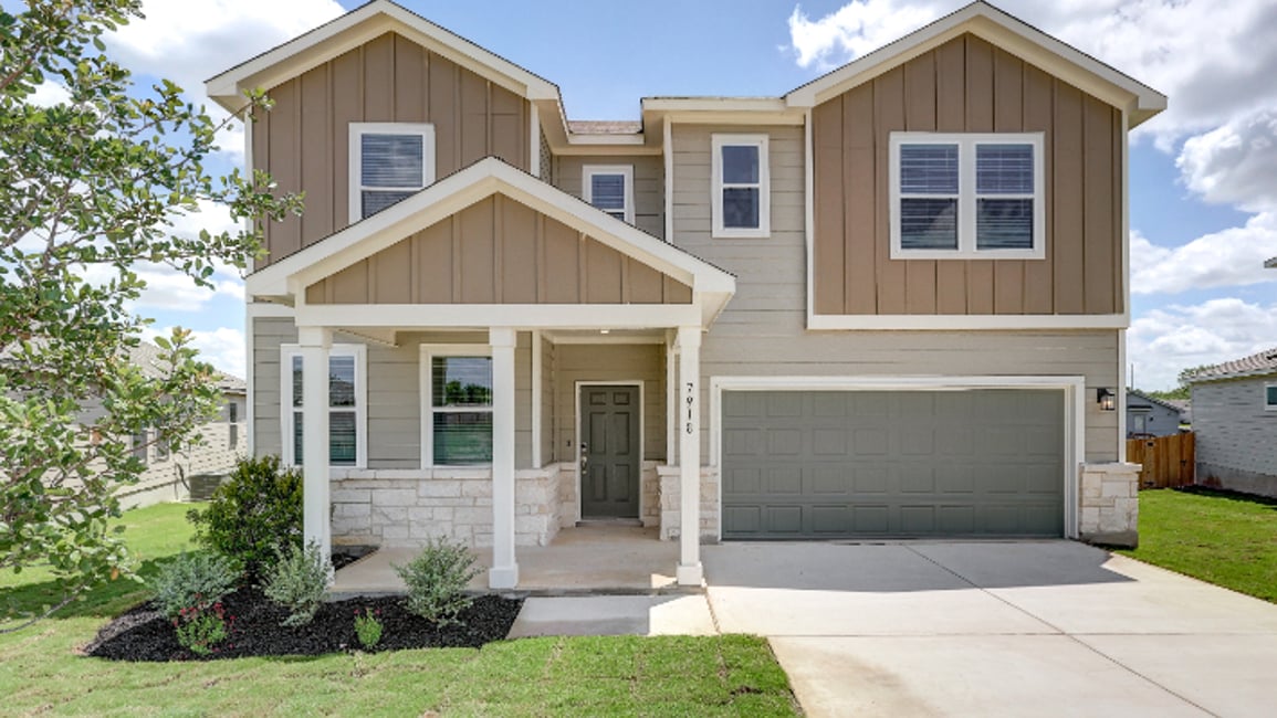 A house with a garage.