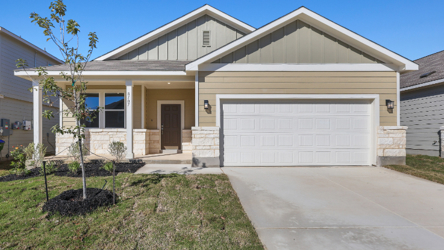 A house with a garage.